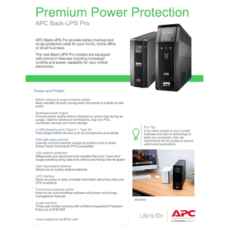 เครื่องสำรองไฟฟ้า APC 900VA 540 วัตต์ รุ่น BR900MI-3Y EASY UPS 3 ช่อง ป้องกัน ไฟตก ไฟเกิน_4